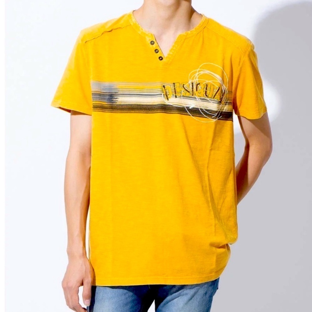 Desigual Men’s‎ Tshirt Size US Large Euro XL Golden Yellow 100% Cotton